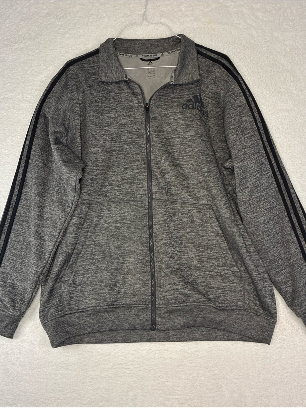 adidas Men’s Gray Full-Zip Hoodie-Style Track Jacket 2XL